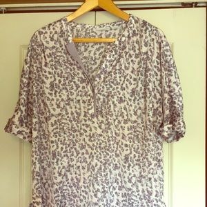 Gray and Lavender Leopard Print Blouse